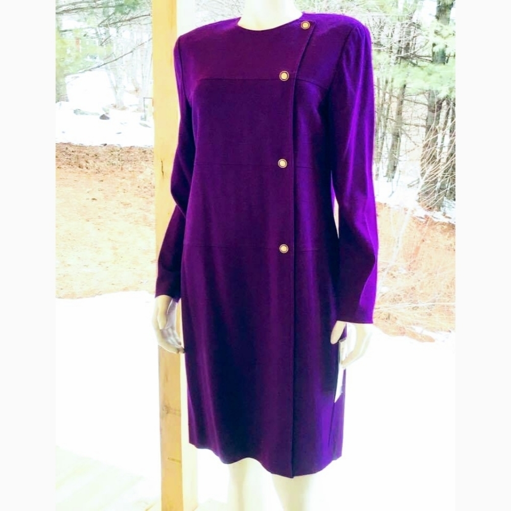 Evan Picone Long Sleeves Purple Shift Dress, 8 NWT ✔️